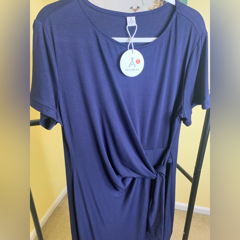 NWT ANRABESS Dress with Front Tie in Navy, Size XL - Picture 9 of 11